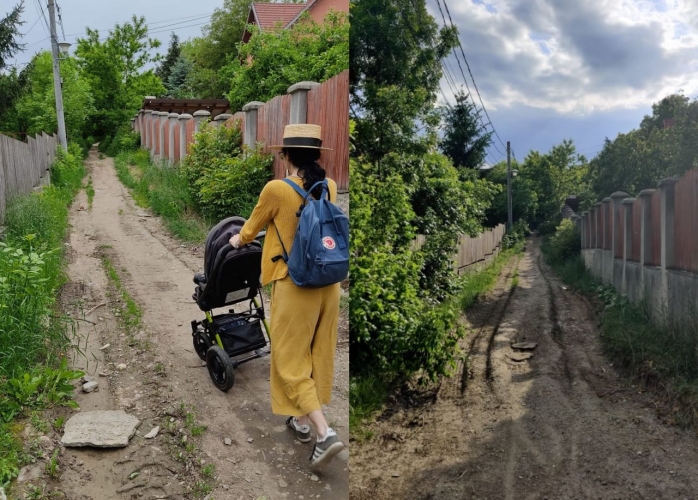 FOTO. Împinsul căruciorului, o „cursă cu obstacole” pe o stradă importantă din Cluj-Napoca